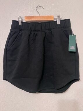 Women's Black Elastic-Waist Everyday Skirt